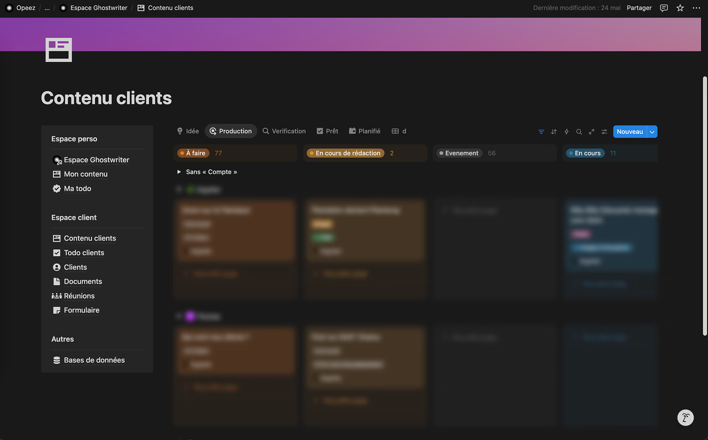 Espace Notion Audrey – gestion contenu ghostwriter